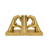 Set of Antique Gold Heart Hands Bookends