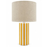 Golden Yellow & White Stripe Ceramic Table Lamp