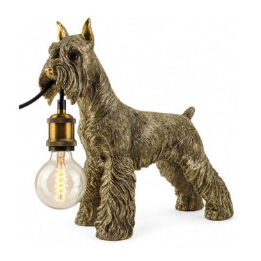 Antique Gold Schnauzer Dog Lamp