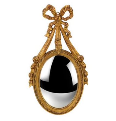Gold Ornate Ribbon Bow Convex Wall Mirror image 0