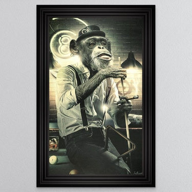 Snooker Monkey Framed Wall Art