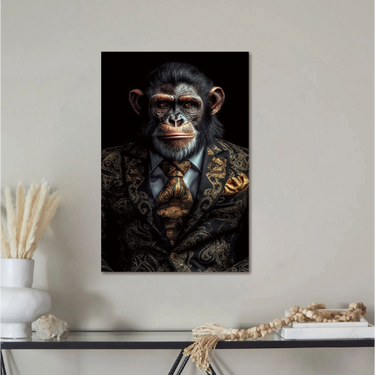 Black & Gold Suited Chimp Wall Art