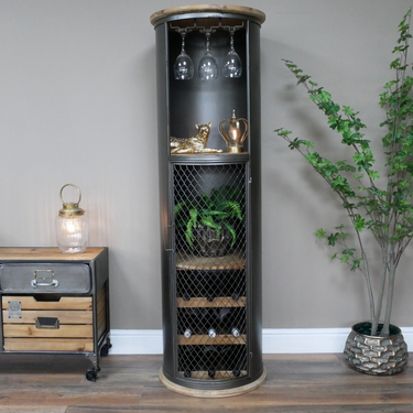 Iron & Fir Wood Bar Cabinet