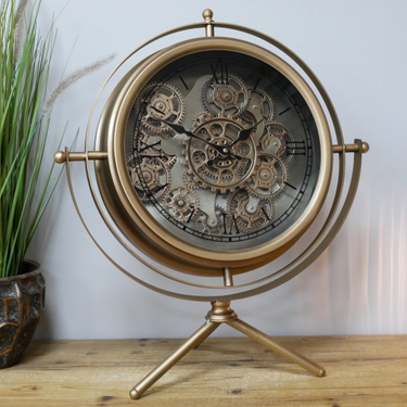 Clock On Stand With Cogs