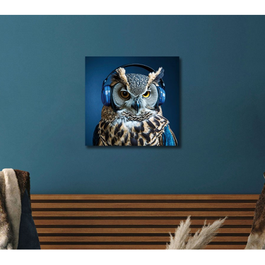 Owl With Headphones Wall Art