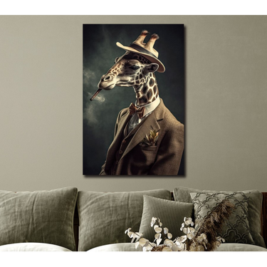 Giraffe Smoking A Cigar Wall Art
