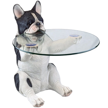 Dog Holding Glass Top Table 55cm