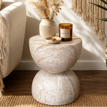 Natural Stone Effect Side Table