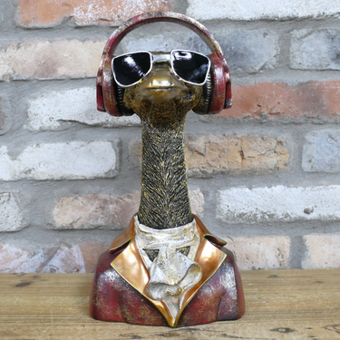 Emu With Headphones Bust