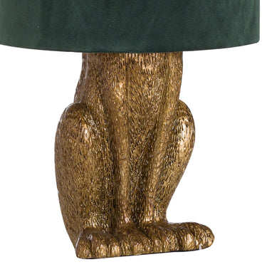 Gold Hare Table Lamp With Green Velvet Shade