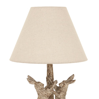Stonewashed Hares Lamp With Linen Shade