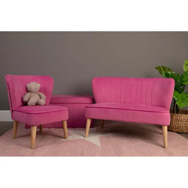2 Seat Pink Velvet Kids Sofa