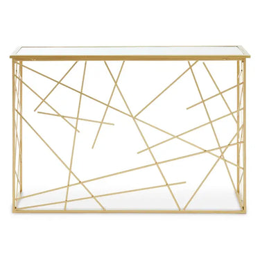Gold Finish Console Table With Mirror Top