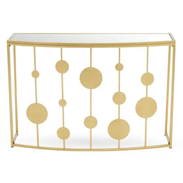 Champagne Gold Finish Console Table With Mirror Top