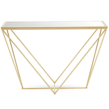 Gold Finish Rectangular Console Table