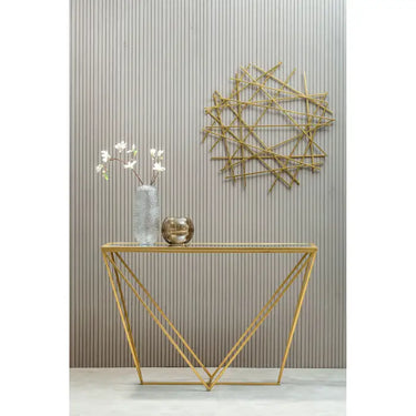 Gold Finish Rectangular Console Table