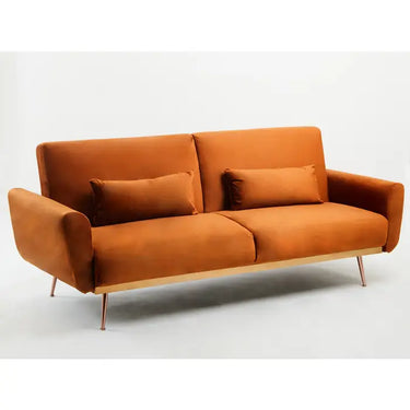 Burnt Orange Velvet Sofa Bed