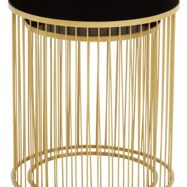 Set Of Two Black And Gold Side Tables