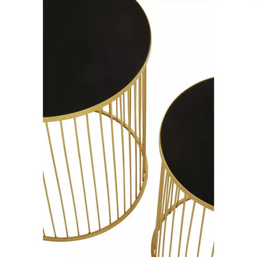 Set Of Two Black And Gold Side Tables