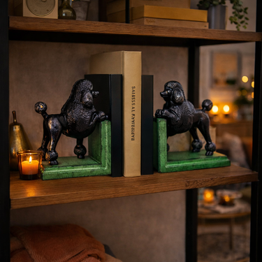 Pair of Black Poodle Bookends