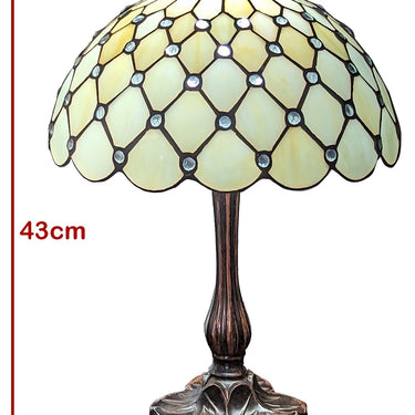 Cream Jewelled Tiffany Table Lamp
