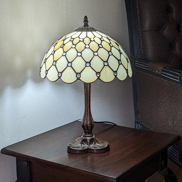 Cream Jewelled Tiffany Table Lamp