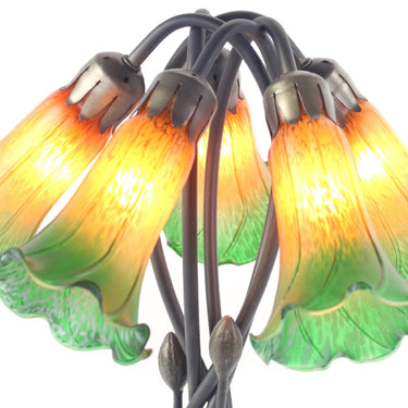 5 Shade Pond Lily Lamp Amber/Green - 43cm