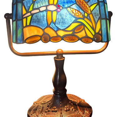 Bankers Lamp - Riverbank Dragonfly Design 33cm