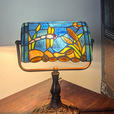 Bankers Lamp - Riverbank Dragonfly Design 33cm