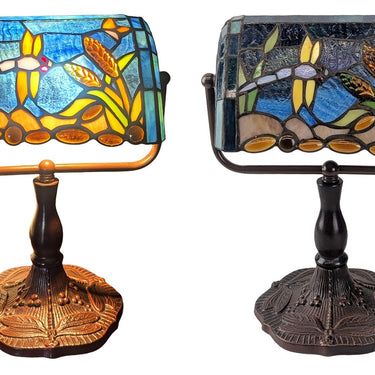 Bankers Lamp - Riverbank Dragonfly Design 33cm