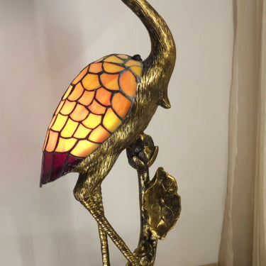 Japanese Crane Head Up Tiffany Lamp
