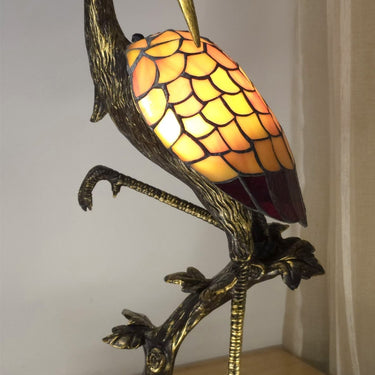 Japanese Crane Head Down Tiffany Lamp