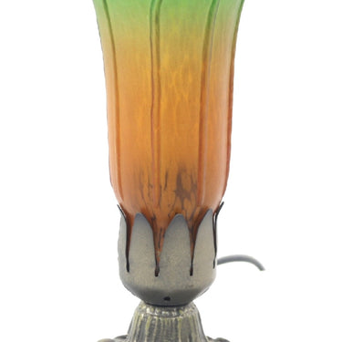 Upward Pond Lily Lamp Amber/Green - 20.5cm