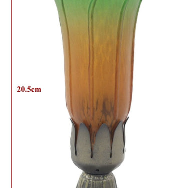 Upward Pond Lily Lamp Amber/Green - 20.5cm