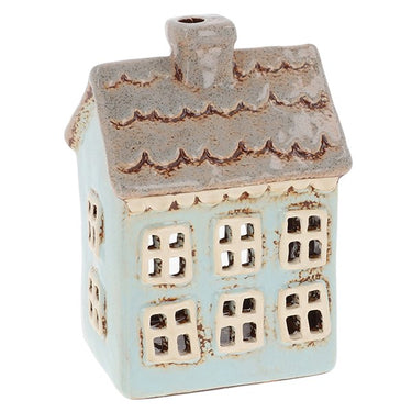 Village Pottery Scalloped House Blue Tealight
