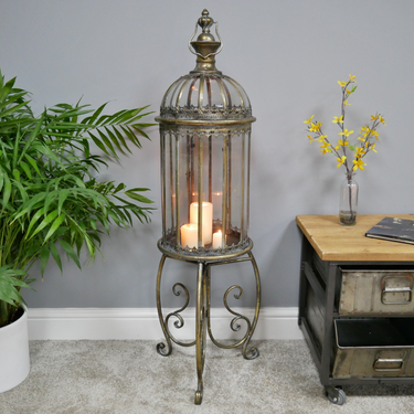 Antique Gold Lantern On Legs