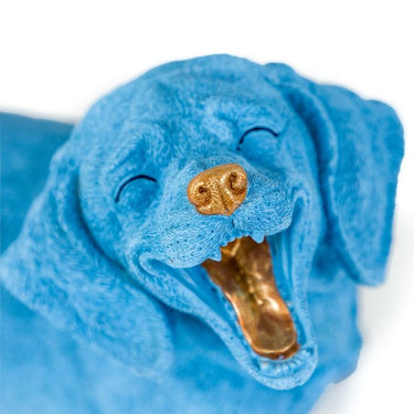 Blue Laughing Dachshund Figure