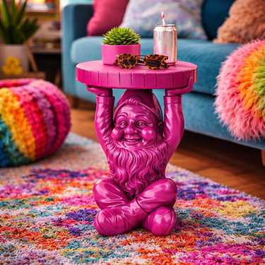Electric Pink Gnome Trunk Slice Side Table
