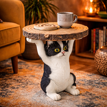 Black & White Cat Table 51cm