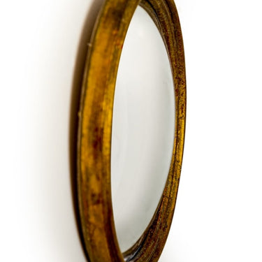 Antiqued Gold Thin Framed Medium Convex Mirror