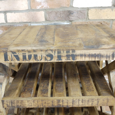 Mango Wood Industrial Wine Trolley