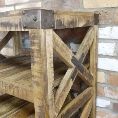 Mango Wood Industrial Wine Trolley