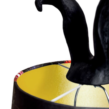 Matt Black Rabbit Lamp With Boho Floral Shade