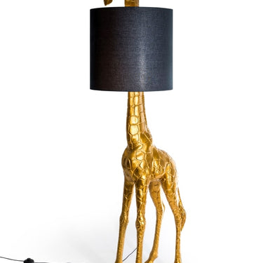 Gold Giraffe Floor Lamp with Black Shade