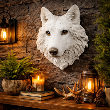 White Wolf Head 46.5cm