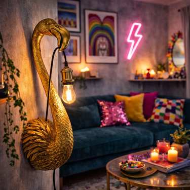Gold Flamingo Head Wall Lamp