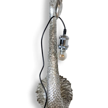 Silver Flamingo Head Wall Lamp