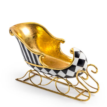 Large Black & Gold Sleigh Bottle Holder / Storage Bowl