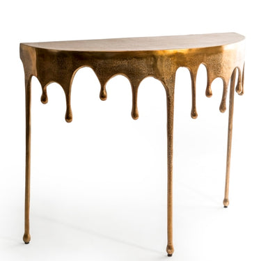 Gold Drip Oval Aluminium Console Table