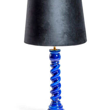 Sapphire Blue Gloss Wooden Table Lamp